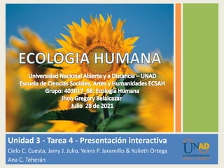 Unidad 3 - Tarea 4 - Presentación interactiva
Cielo C. Cuesta, Jarry J. Julio, Yeinis P. Jaramillo & Yulieth Ortega
Ana C. Teherán
 