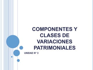 COMPONENTES Y
CLASES DE
VARIACIONES
PATRIMONIALES
UNIDAD N° 3
 