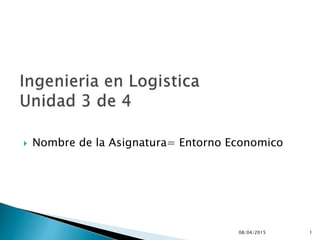  Nombre de la Asignatura= Entorno Economico
08/04/2015 1
 