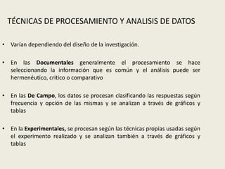 UPEL (2001) EL PROCESAMIENTO DE ANÁLISIS DE DATOS no es otra cosa
que el registro de los datos obtenidos por los instrumen...