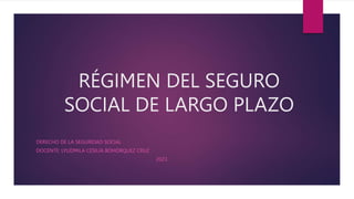 RÉGIMEN DEL SEGURO
SOCIAL DE LARGO PLAZO
DERECHO DE LA SEGURIDAD SOCIAL
DOCENTE: LYUDMILA CESILIA BOHÓRQUEZ CRUZ
2023
 