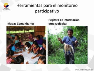 Herramientas para el monitoreo
participativo
Mapas Comunitarios
Registro de información
etnozoológica
 