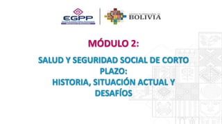 SALUD Y SEGURIDAD SOCIAL DE CORTO
PLAZO:
HISTORIA, SITUACIÓN ACTUAL Y
DESAFÍOS
MÓDULO 2:
 