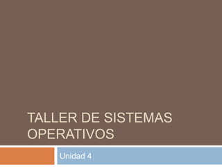 TALLER DE SISTEMAS 
OPERATIVOS 
Unidad 4 
 