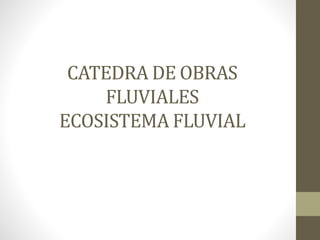 CATEDRA DE OBRAS
FLUVIALES
ECOSISTEMA FLUVIAL
 