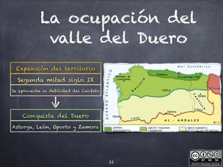 Javier Anzano Jericó
La ocupación del
valle del Duero
11
Segunda mitad siglo IX
Expansión del territorio
Se aprovecha la debilidad del Califato
Conquista del Duero
Astorga, León, Oporto y Zamora
 