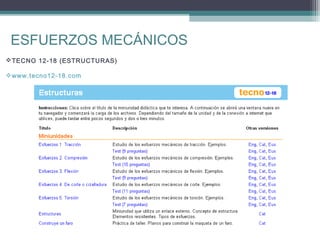 ESFUERZOS MECÁNICOS
 TECNO 12-18 (ESTRUCTURAS)
www.tecno12-18.com

 