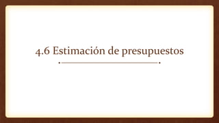 4.6 Estimación de presupuestos
 