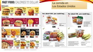 La comida en
Los Estados Unidos
 