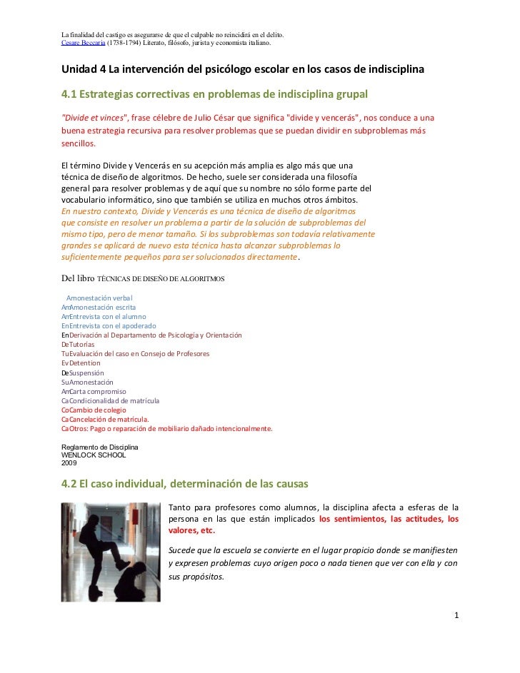 La intervención del psicólogo escolar en los casos de 