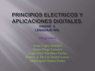 Integrantes:
Jesús López Sánchez
María Diego Lorenzo
Ángel Eliot Martínez Farías.
Beatriz A. De Los Santos Lucas.
Mardoqueo Mateo Pedro
 