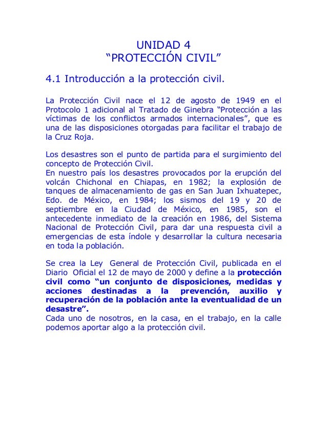 Unidad 4 protección civil Unidad 4 protección civil