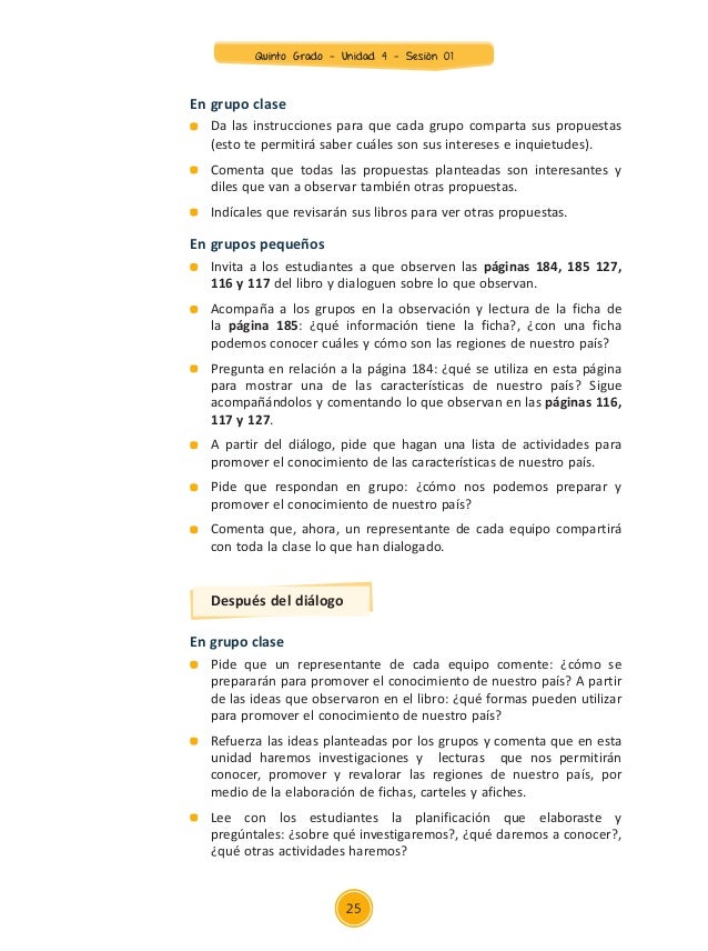 Unidad 4 sesiones Quinto Grado 2015