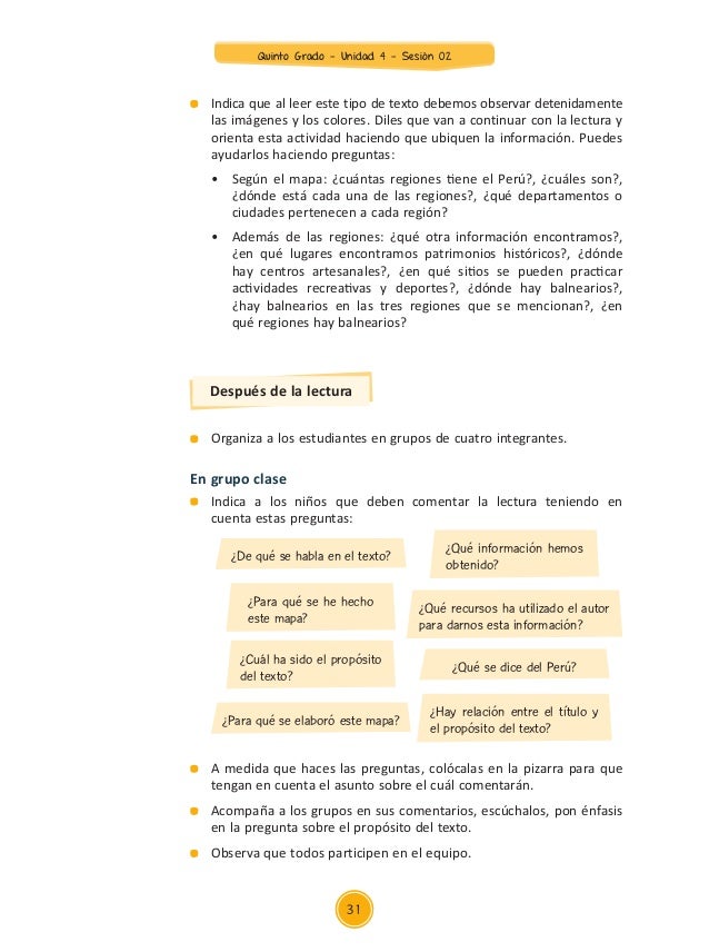 Unidad 4 sesiones Quinto Grado 2015