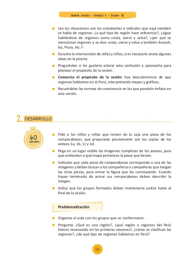 Unidad 4 sesiones Quinto Grado 2015