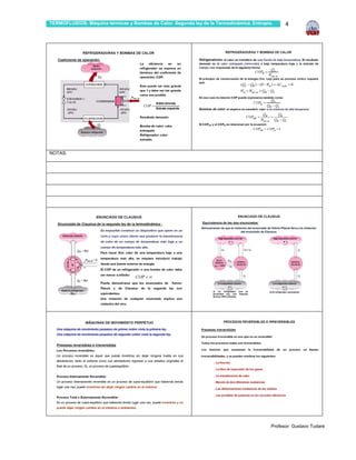 TERMOFLUIDOS: Máquina térmicas y Bombas de Calor. Segunda ley de la Termodinámica. Entropía.     4




NOTAS:




                                                                                           Profesor: Gustavo Tudare
 