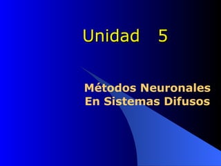 Unidad  5 Métodos Neuronales En Sistemas Difusos  