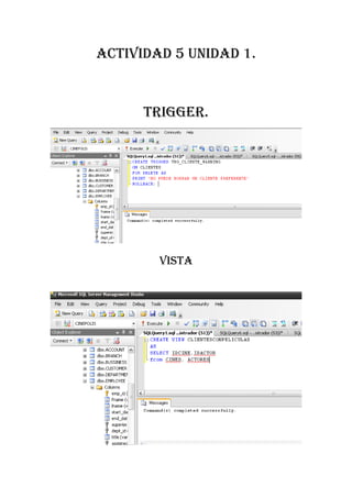 ActividAd 5 UnidAd 1.
trigger.
viStA
 