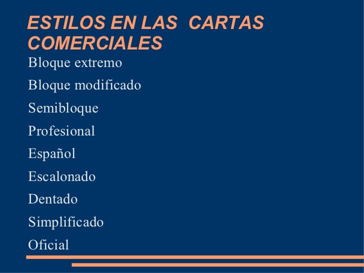 Estilos en las cartas comerciales