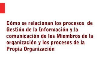 Cómo se relacionan los procesos de
Gestión de la Información y la
comunicación de los Miembros de la
organización y los procesos de la
Propia Organización
