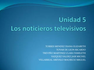 TORRES MENDEZ DIANA ELIZABETH
             TOVAR DE LEON RICARDO
   TREVIÑO MARTINEZ CLARA YAMILETH
         VAZQUEZ VALDEZ JAIR MICHEL
VILLARREAL AREVALO MAURICIO MIGUEL
 