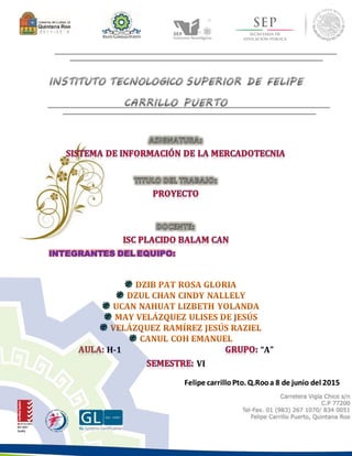 INTEGRANTES DEL EQUIPO:
H-1 “A”
VI
Felipe carrilloPto. Q.Rooa 8 de junio del 2015
 