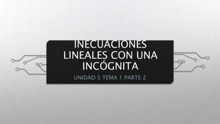 INECUACIONES
LINEALES CON UNA
INCÓGNITA
UNIDAD 5 TEMA 1 PARTE 2
 