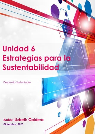 Unidad 6
Estrategias para la
Sustentabilidad
Desarrollo Sustentable

Autor: Lizbeth Caldera
Diciembre, 2013

 