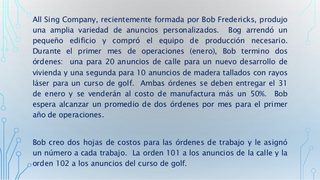 Unidad 7. Costeo por Ordenes de Trabajo