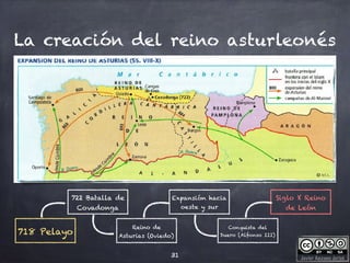Javier Anzano Jericó
La creación del reino asturleonés
31
718 Pelayo
722 Batalla de
Covadonga
Reino de
Asturias (Oviedo)
Expansión hacia
oeste y sur
Conquista del
Duero (Alfonso III)
Siglo X Reino
de León
 