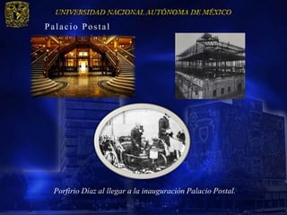 Palacio Postal




 Porfirio Díaz al llegar a la inauguración Palacio Postal.
 