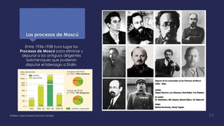 Entre 1936-1938 tuvo lugar los
Procesos de Moscú para eliminar y
depurar a los antiguos dirigentes
bolcheviques que pudieran
disputar el liderazgo a Stalin.
Profesor: Javier Anzano//Ciencias 2.0ciales 54
Los procesos de Moscú
 
