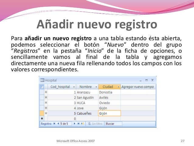 Base de Datos. Microsoft Access 2007