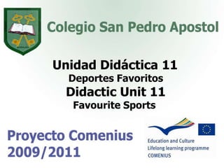 Unidad Didáctica 11 Deportes Favoritos Didactic Unit11 FavouriteSports 