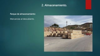 2. Almacenamiento.
Parque de almacenamiento:
Mercancías al descubierto.
 