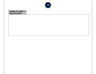 12
OBSERVACIONES Y
ANOTACIONES
 