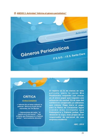  
	
   21	
  
 ANEXO 3: Actividad “Adivina el género periodístico”
 