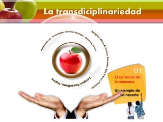 La transdiciplinariedad
Veamos …
01
El currículo de
la manzana
Un ejemplo de
cómo hacerlo
 