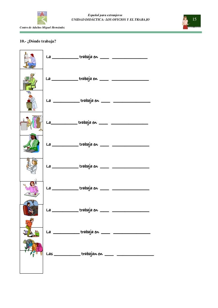 Resultado de imagen para evaluacion  de ocupaciones y profesiones en ingles