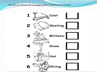 Escribe en número de la imagen sobre la definición correcta. 