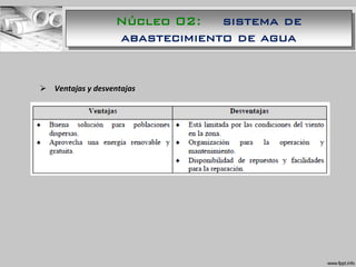  Ventajas y desventajas
Núcleo 02: sistema de
abastecimiento de agua
 