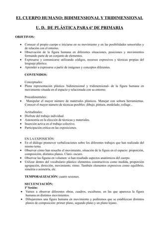 Unidad didáctica la figura humana bidimensional y tridimensional