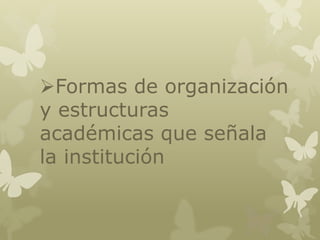 Formas de organización
y estructuras
académicas que señala
la institución

 