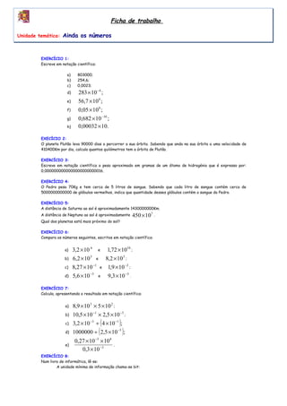 Notação Cientifica aplicada na Física, Exercícios Matemática
