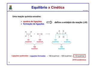 DQOI - UFC Prof. Nunes
Energias de Dissociação de LigaçõesEnergias de Dissociação de Ligações
5
Energia de Dissociação de ligações comuns (∆Ho)
Ligações a H
Ligações C-C
Ligações a Metilas
Ligações X-X
 