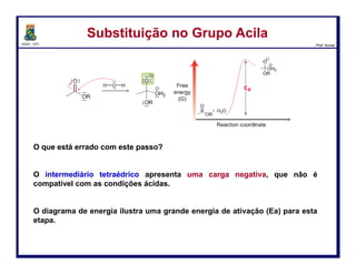 DQOI - UFC Prof. Nunes
Substituição no Grupo AcilaSubstituição no Grupo Acila
Quando se utiliza uma amina como nucleófilo, o ataque à carbonila ocorre
diretamente sem a protonação prévia da carbonila.
56
 