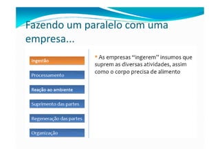 Fazendo um paralelo com uma
empresa...
 