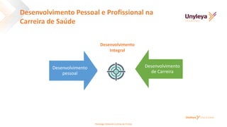 Desenvolvimento
pessoal
Desenvolvimento
de Carreira
Desenvolvimento
Integral
Desenvolvimento Pessoal e Profissional na
Carreira de Saúde
Psicóloga Deborah Correia de Freitas
 