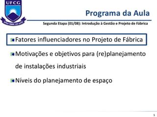 Aula 1 - Projeto de Fábrica e Layout 