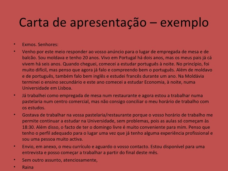 Carta De Apresentação Restaurante